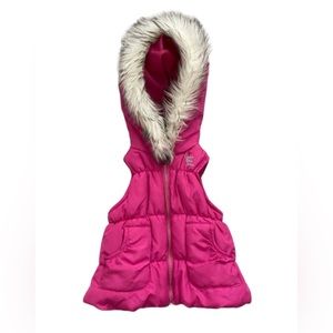 Calvin Klein 12 Months Winter Puffer Pink Vest With Hoodie